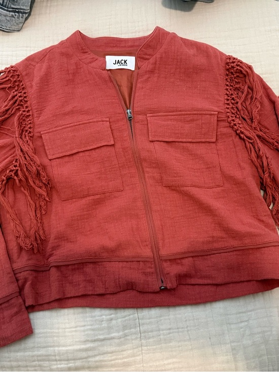 Jack by BB Dakota Jackets & Blazers - Jack by BB Dakota Rust Fringe-Sleeve Bomber Jacket